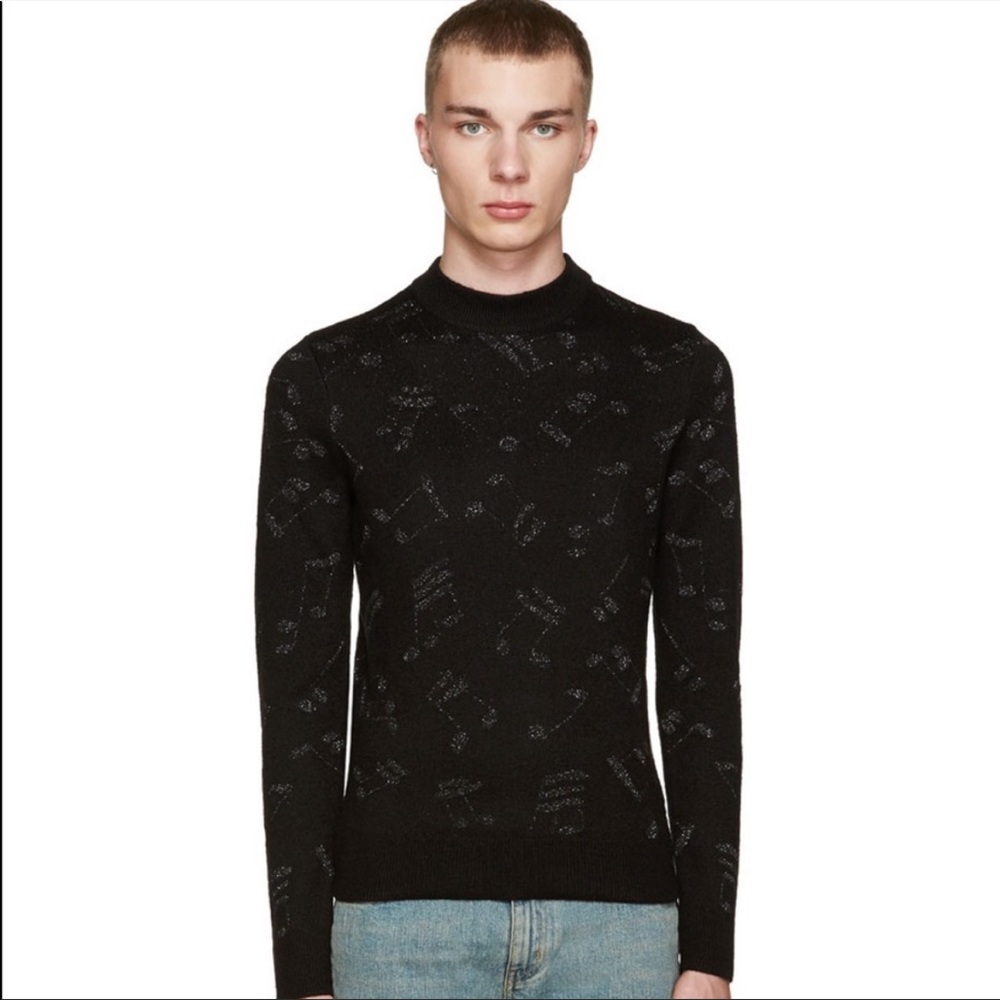 Saint Laurent Musical Note Jacquard Mohair Swtr